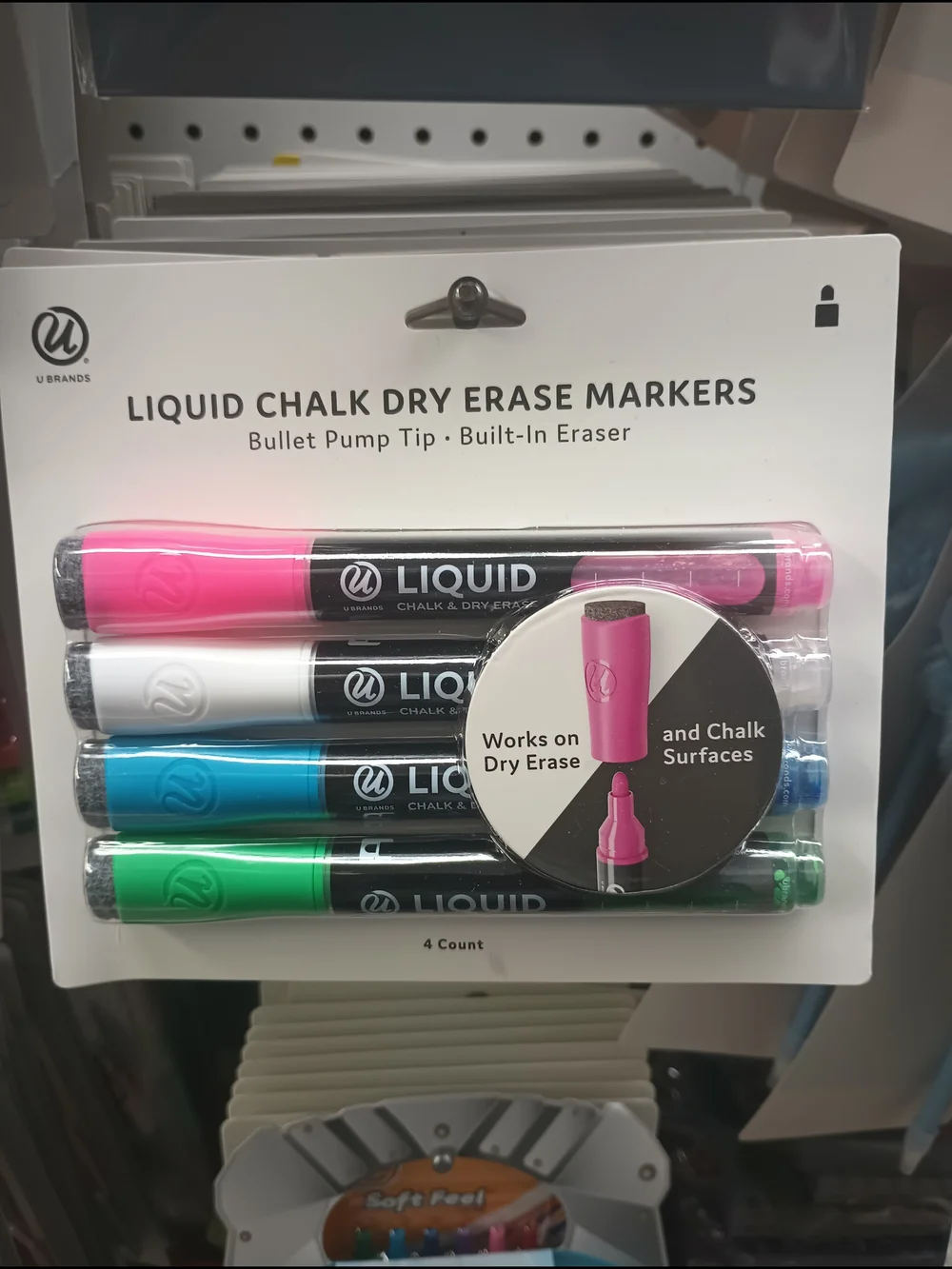 Liquid Chalk Dry Erase Markers - Pink, White, Blue, Green (4-Count)